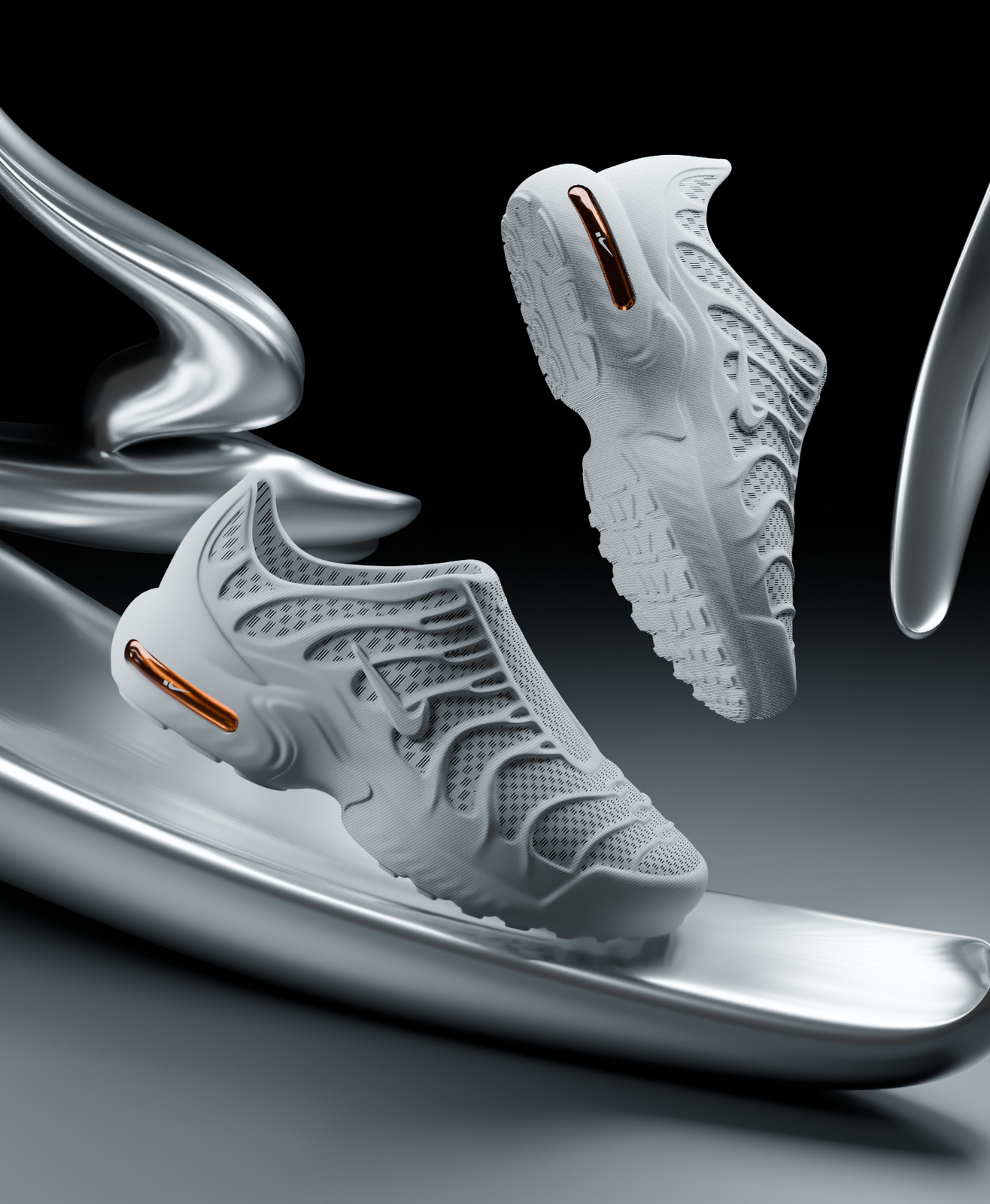 Photorealistic render of a 3D printed shoe by MURCIELACO